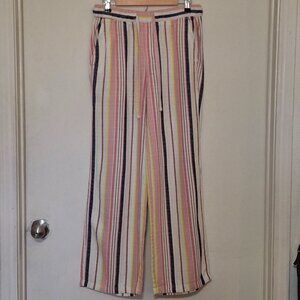 Old Navy Linen Blend Wide Leg Striped Pants-Size S-Summer Natural Boho Hippie